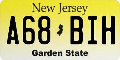 NJ license plate A68BIH