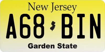 NJ license plate A68BIN