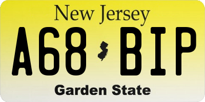 NJ license plate A68BIP
