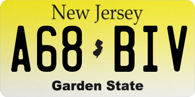 NJ license plate A68BIV