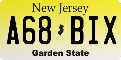 NJ license plate A68BIX