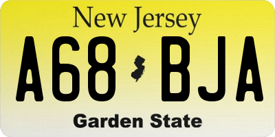 NJ license plate A68BJA