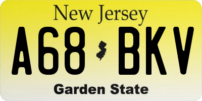 NJ license plate A68BKV