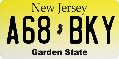 NJ license plate A68BKY