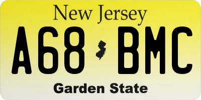 NJ license plate A68BMC