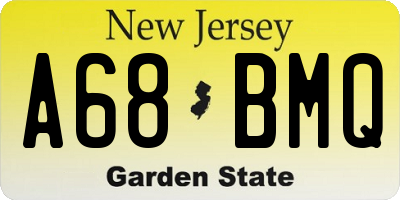NJ license plate A68BMQ