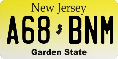NJ license plate A68BNM