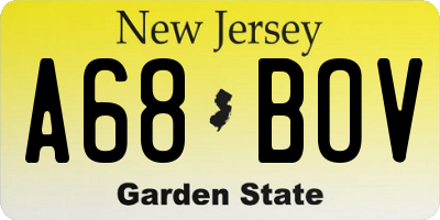 NJ license plate A68BOV
