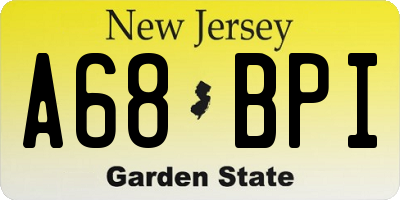 NJ license plate A68BPI