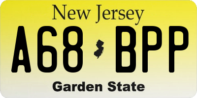 NJ license plate A68BPP