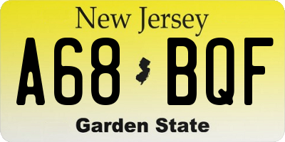 NJ license plate A68BQF