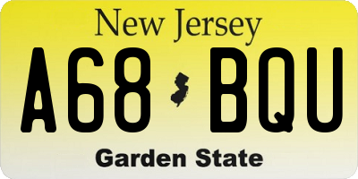 NJ license plate A68BQU