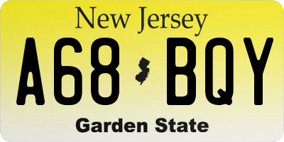 NJ license plate A68BQY