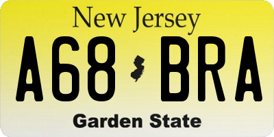 NJ license plate A68BRA