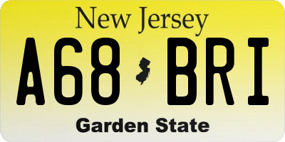 NJ license plate A68BRI