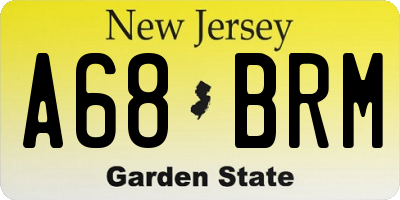 NJ license plate A68BRM