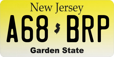 NJ license plate A68BRP