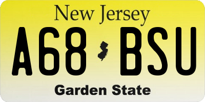 NJ license plate A68BSU