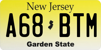 NJ license plate A68BTM