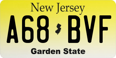NJ license plate A68BVF