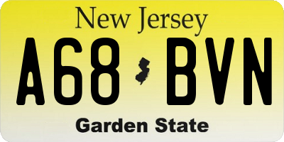 NJ license plate A68BVN