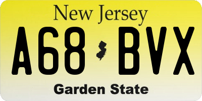 NJ license plate A68BVX
