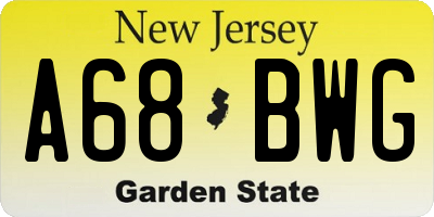 NJ license plate A68BWG