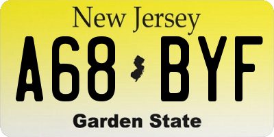 NJ license plate A68BYF