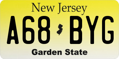 NJ license plate A68BYG