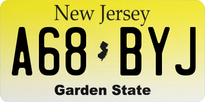 NJ license plate A68BYJ