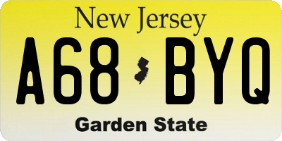 NJ license plate A68BYQ
