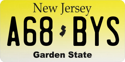 NJ license plate A68BYS