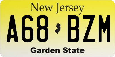 NJ license plate A68BZM