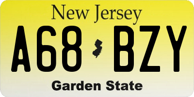 NJ license plate A68BZY