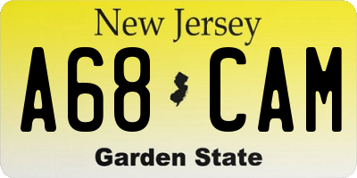 NJ license plate A68CAM