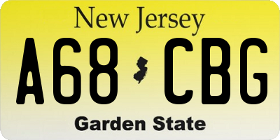 NJ license plate A68CBG