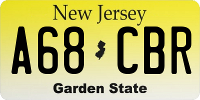 NJ license plate A68CBR