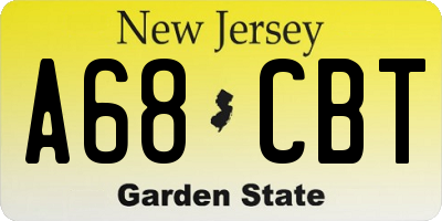 NJ license plate A68CBT