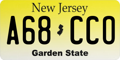NJ license plate A68CCO