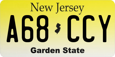 NJ license plate A68CCY