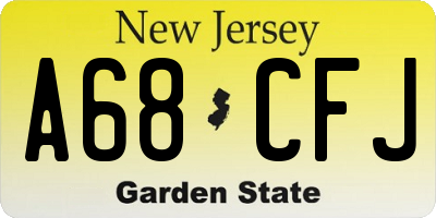 NJ license plate A68CFJ