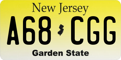 NJ license plate A68CGG