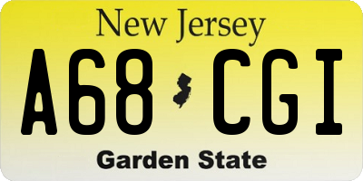 NJ license plate A68CGI
