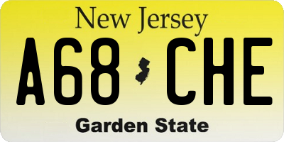 NJ license plate A68CHE