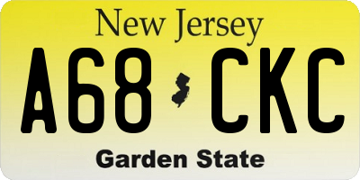 NJ license plate A68CKC
