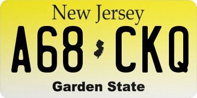 NJ license plate A68CKQ