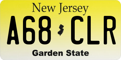 NJ license plate A68CLR