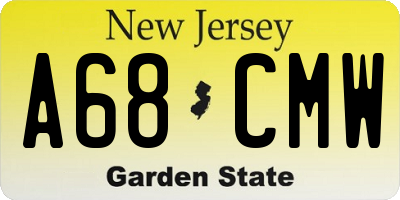 NJ license plate A68CMW