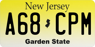 NJ license plate A68CPM