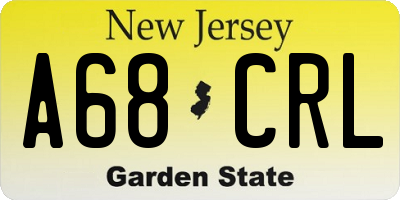 NJ license plate A68CRL